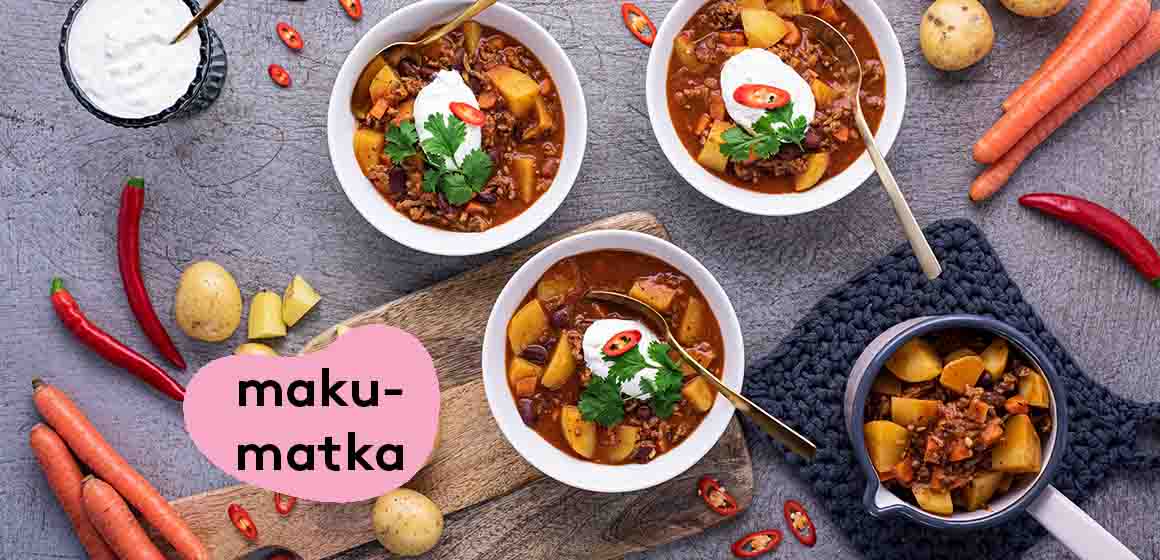 Meksikolainen Chili Con Carne keitto (L,G, fondi sis. M) | Ruokaboksi